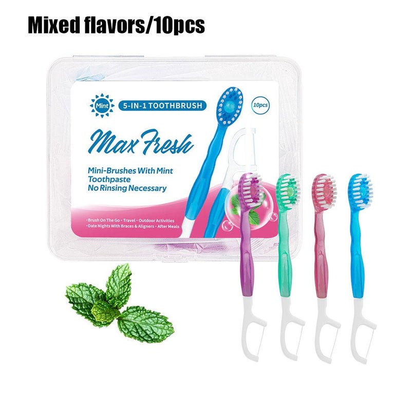 Disposable mini toothbrush with bursting beads, multi-functional dental floss, freshens breath, cleans oral cavity, travel portable toothbrush wholesale.